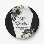 40代にサヨナラ 花柄 50歳の誕生日パーティー ペーパープレート (正面)