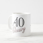 40代の大人女子におすすめ!大人っぽいピンクの筆記体バースデーグッズ コーヒーマグカップ (正面左)