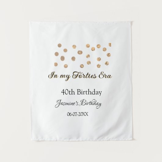 40代の黄金のドットお誕生日おめでとう  タペストリー (正面)