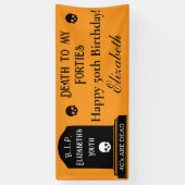 40代モダンのオレンジ50歳の誕生日パーティーに死ぬ 横断幕 (縦)