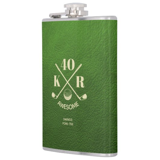 40位モダン50位60位誕生日ゴルフモノグラムゴルフ フラスク (左)