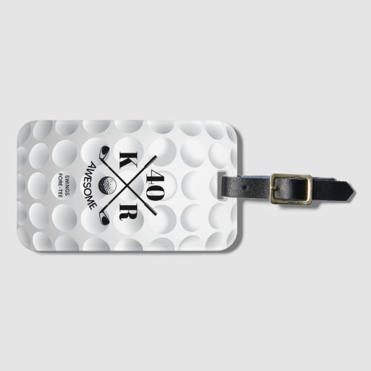 40位モダン50位60位誕生日ゴルフモノグラムゴルフ ラゲッジタグ (正面横)