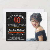 40位女の子！誕生日パーティフォト招待状 招待状 (正面)