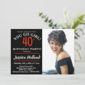 40位女の子！誕生日パーティフォト招待状 招待状 (スタンド正面)