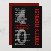 40個！誕生日白黒レッドリネン 招待状 (正面/裏面)