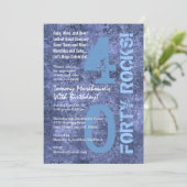 40個！40歳の誕生日ブルージーンズグランジ 招待状 (スタンド正面)