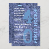 40個！40歳の誕生日ブルージーンズグランジ 招待状 (正面/裏面)