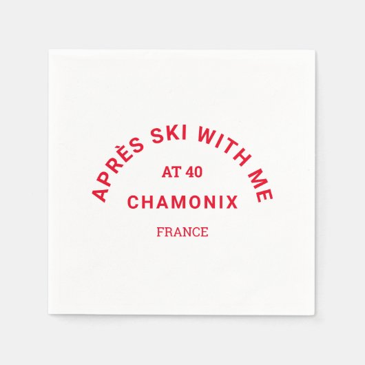 40冬の赤いスキークレストの部分で私とエイペーススキー スタンダードカクテルナプキン (正面)