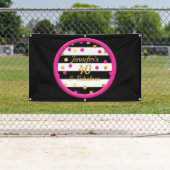 40及びすばらしいショッキングピンクの黒の金ゴールドの誕生日の旗 横断幕 (インサイチュ)