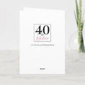 40及びすばらしい誕生日のピンク及び黒いバースデー・カード カード (裏面)