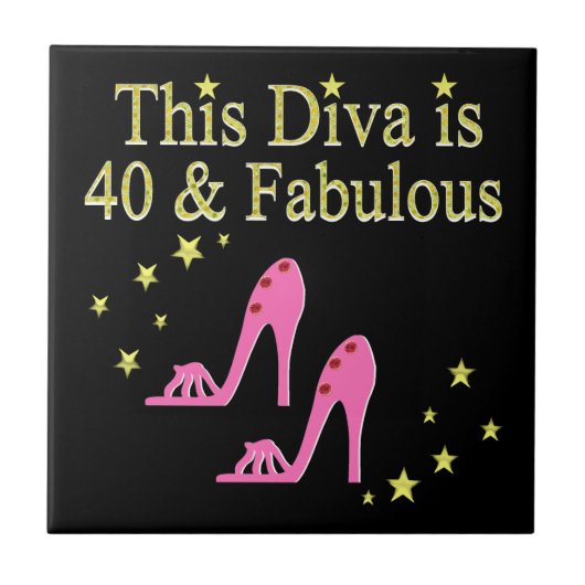 40及び素晴らしいピンクの靴クイーンデザイン タイル (正面)