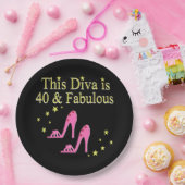 40及び素晴らしいピンクの靴クイーンデザイン ペーパープレート (パーティー)