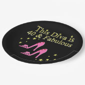 40及び素晴らしいピンクの靴クイーンデザイン ペーパープレート (アングル)