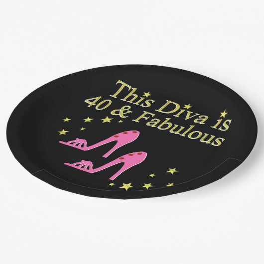 40及び素晴らしいピンクの靴クイーンデザイン ペーパープレート (アングル)