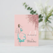 40名と素晴らしいパーティーバラ金ゴールドグリッター ポストカード (スタンド正面)