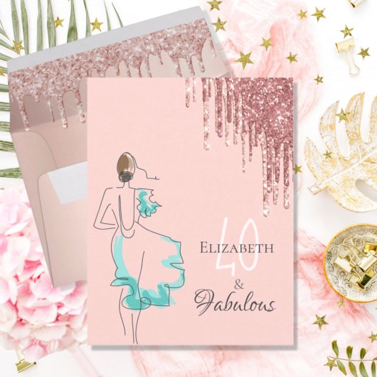 40名と素晴らしいパーティーバラ金ゴールドグリッター ポストカード