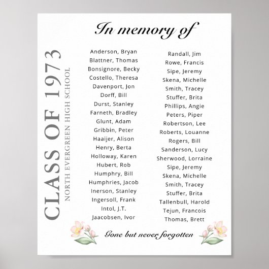 40名までのクラス懇親会のメモリ ポスター (正面)