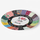 40周パーソナライズされた年、パッチワークキルト ペーパープレート (アングル)