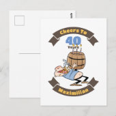 40周年おめでとう面白いビール誕生日漫画 ポストカード (正面/裏面)