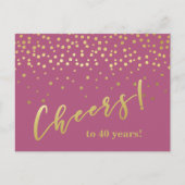40周年おめでとう!ゴージャスなゴールドスパークル ポストカード (正面)