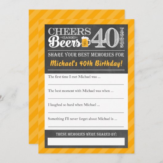 40周年おめでとう！乾杯とビール • 思い出のカードをシェア (正面/裏面)
