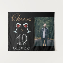 40周年おめでとう 赤ワイン 40歳誕生日 フォト タペストリー