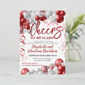 40周年おめでとう 赤 40thアニバーサリー 招待状 (スタンド正面)