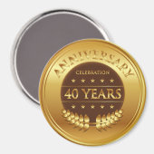 40周年お祝い金ゴールドメダル マグネット (正面/裏面)