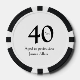 40周年お誕生日おめでとうシンプルな名前 ポーカーチップ