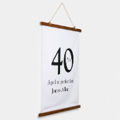 40周年お誕生日おめでとうシンプルな名前 吊り下げ型タペストリー (傾斜あり)