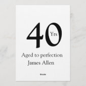 40周年お誕生日おめでとうシンプルな名前 招待状 (裏面)