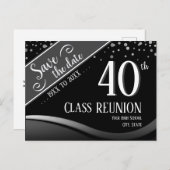 40周年クラス再会 エレガント ブラック 案内ポストカード (正面/裏面)