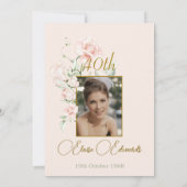 40周年サプライズ バーチャルピンク フラワー フォト バースデー 招待状 (裏面)