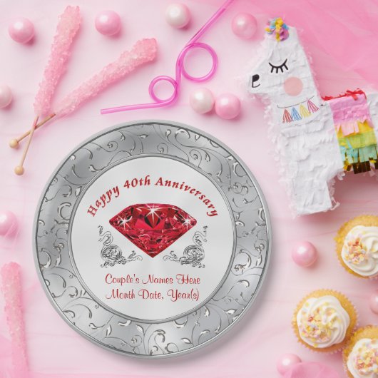 40周年パーソナライズされた紙プレート ペーパープレート (パーティー)