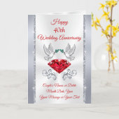 40周年パーソナライズされた記念カ結婚ード3サイズ カード (黄色い花)