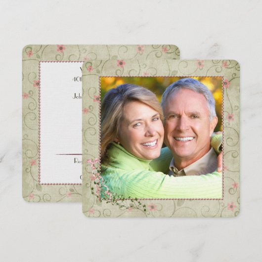 40周年パーティーの写真付き 招待状 (正面/裏面)