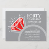 40周年パーティー 赤ルビーリング グラフィック 招待状 (正面)