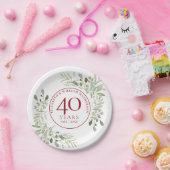 40周年ルビーの結婚記念日のカントリーグリーン ペーパープレート (パーティー)