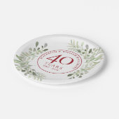 40周年ルビーの結婚記念日のカントリーグリーン ペーパープレート (アングル)