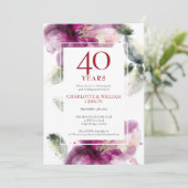 40周年ルビーの結婚記念日の上品なユリの花柄 招待状 (スタンド正面)