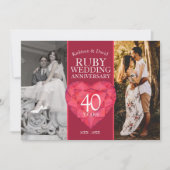40周年ルビーの結婚記念日の今と昔の写真 招待状 (正面)