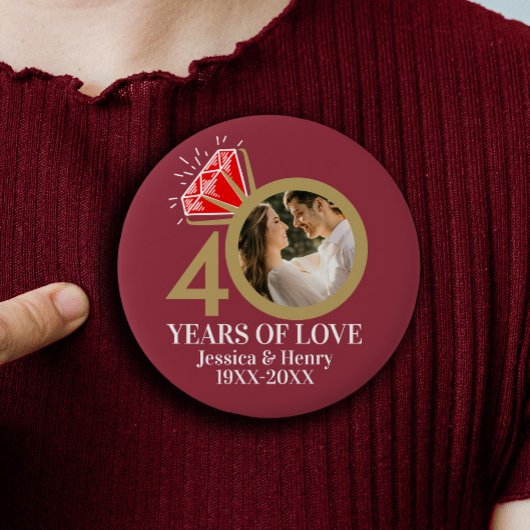 40周年ルビーの結婚記念日の指輪の写真 缶バッジ