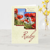 40周年ルビーの結婚記念日 ポピーを添えて カード (黄色い花)