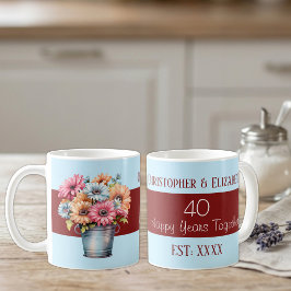 40周年ルビーの記念の花の名前青 コーヒーマグカップ
