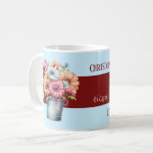 40周年ルビーの記念の花の名前青 コーヒーマグカップ (正面左)