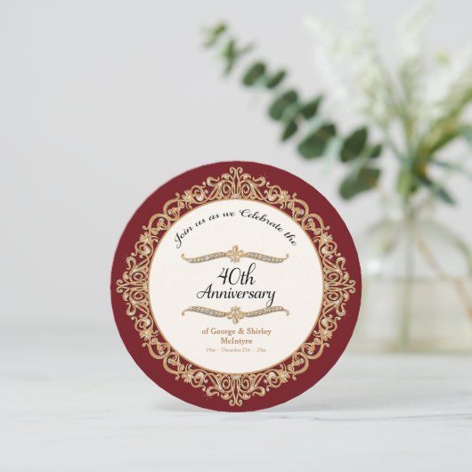 40周年ルビー婚記念祝賀会 招待状 (スタンド正面)