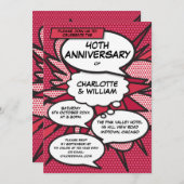 40周年ルビー婚 anniversary 面白い漫画本 招待状 (正面/裏面)