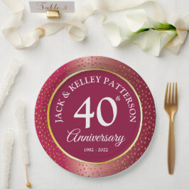 40周年ルビー結婚記念パーティーテーブルウェア ペーパープレート