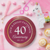 40周年ルビー結婚記念パーティーテーブルウェア ペーパープレート (パーティー)