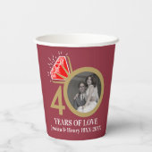 40周年ルビー結婚記念日のフォト「今と昔」 紙コップ (裏面)